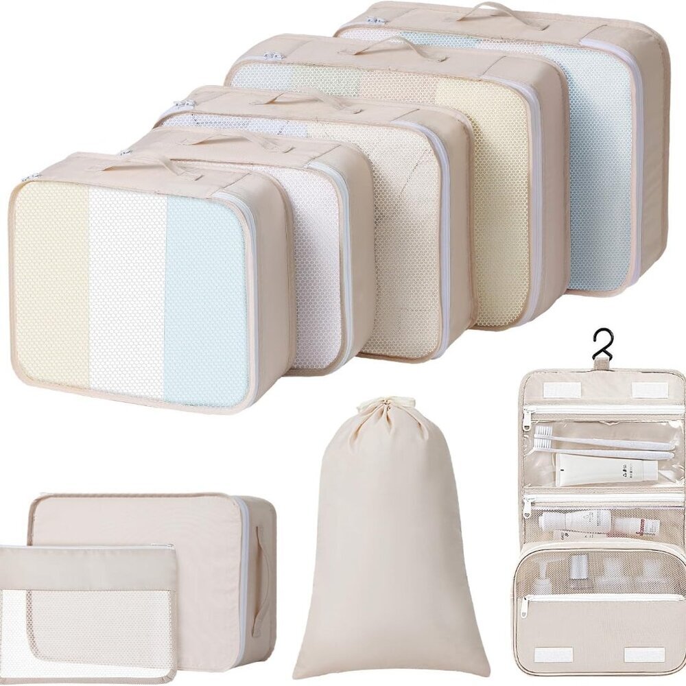 Packing Cubes for Travel - 9 Set Large Travel Cubes Luggage Organizer Bags Set W
